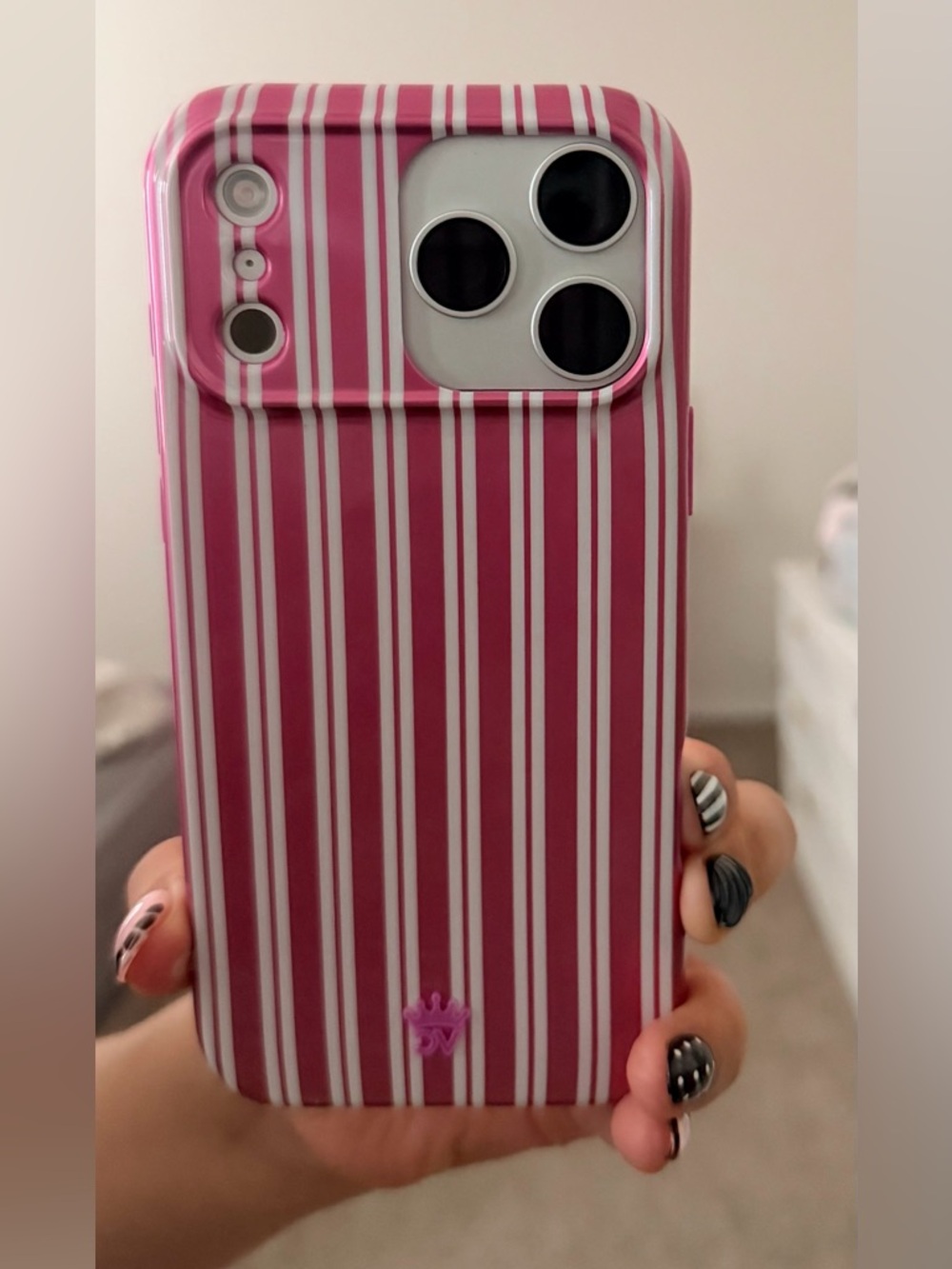 Velvet Caviar Pink and White Striped Phone Case